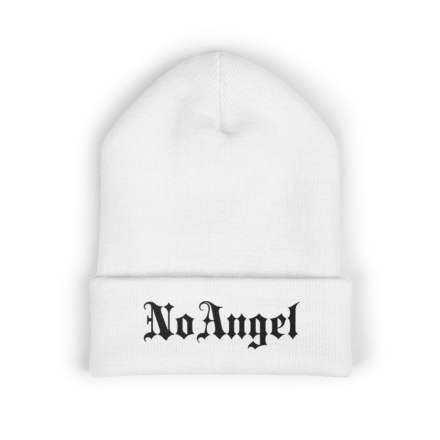 No Angel Embroidered Cuffed Beanie - Streetwear Hat
