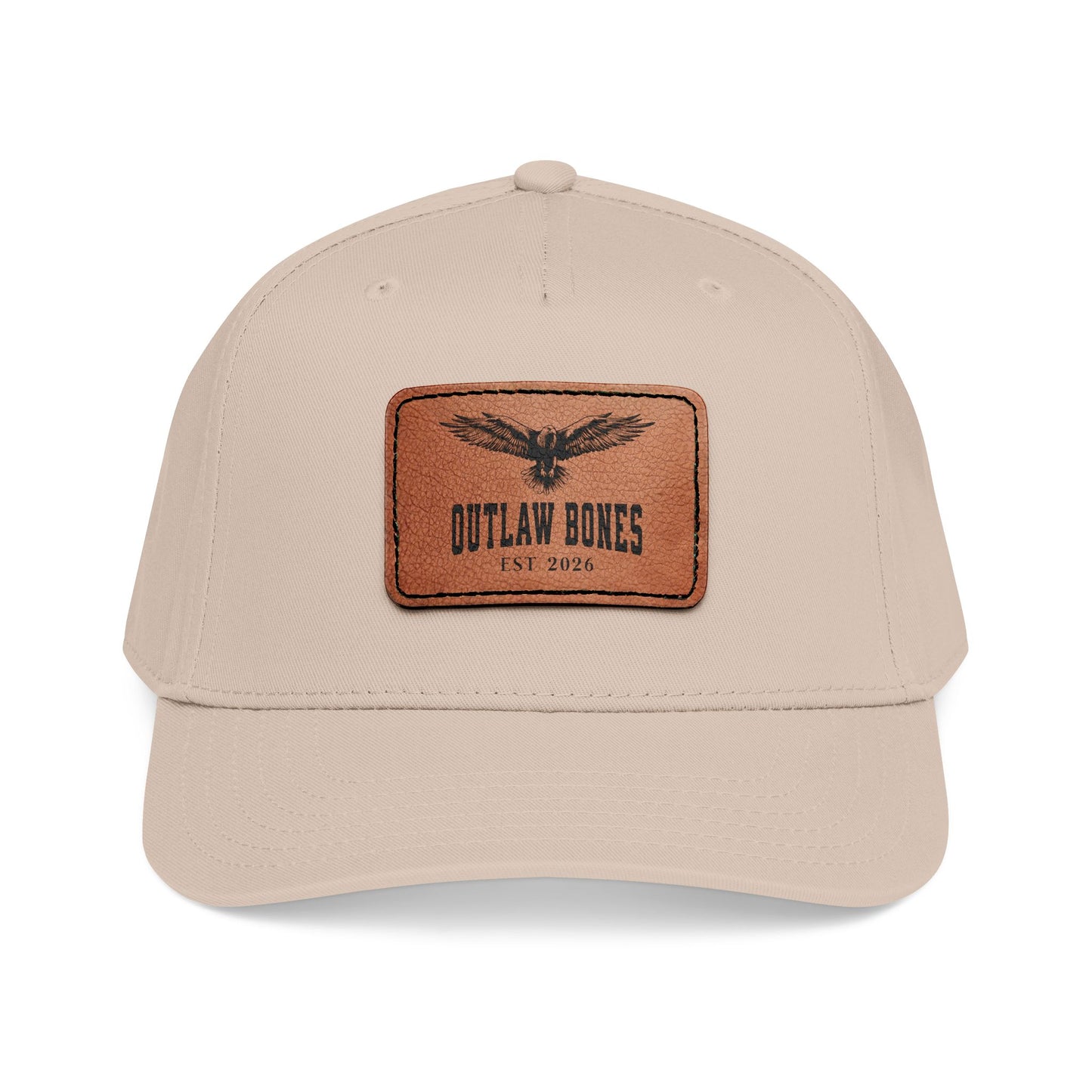 Leather Patch Baseball Cap — "Outlaw Bones" Vintage Eagle Hat