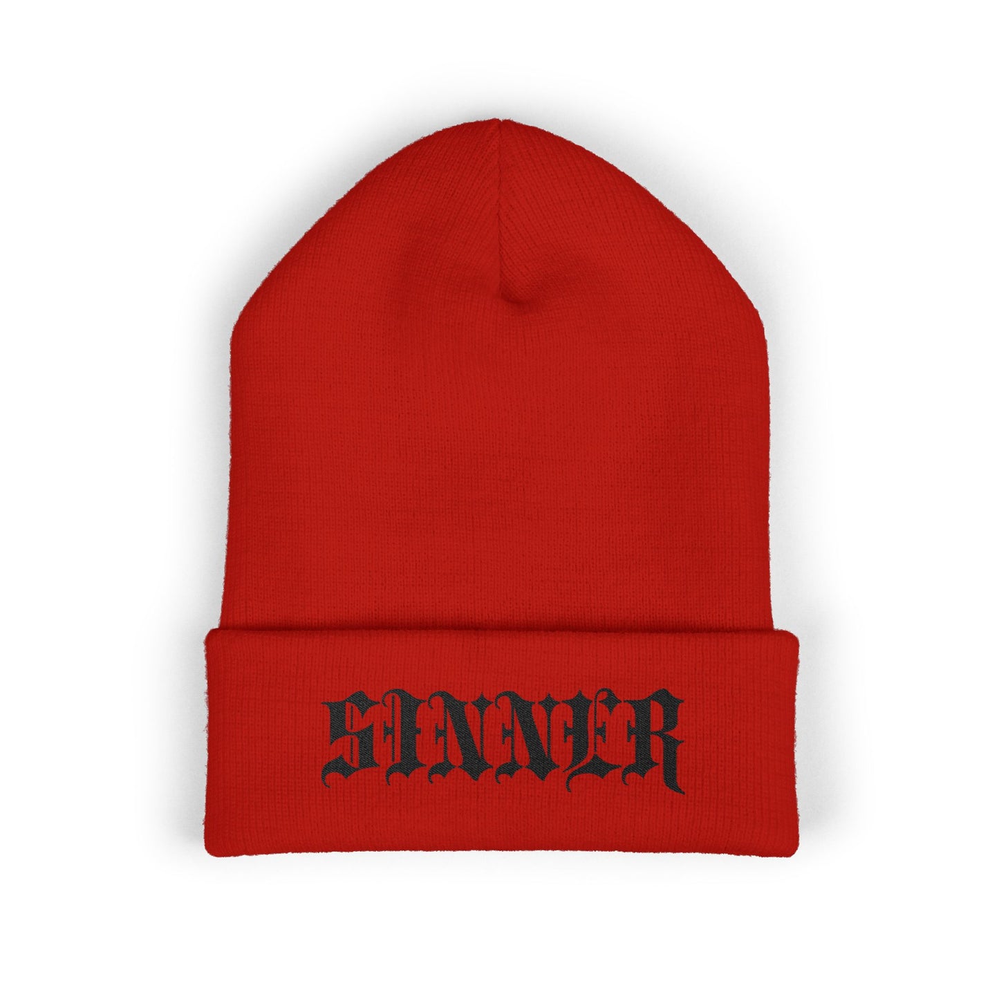 Sinner Embroidered Cuffed Beanie - Streetwear Hat