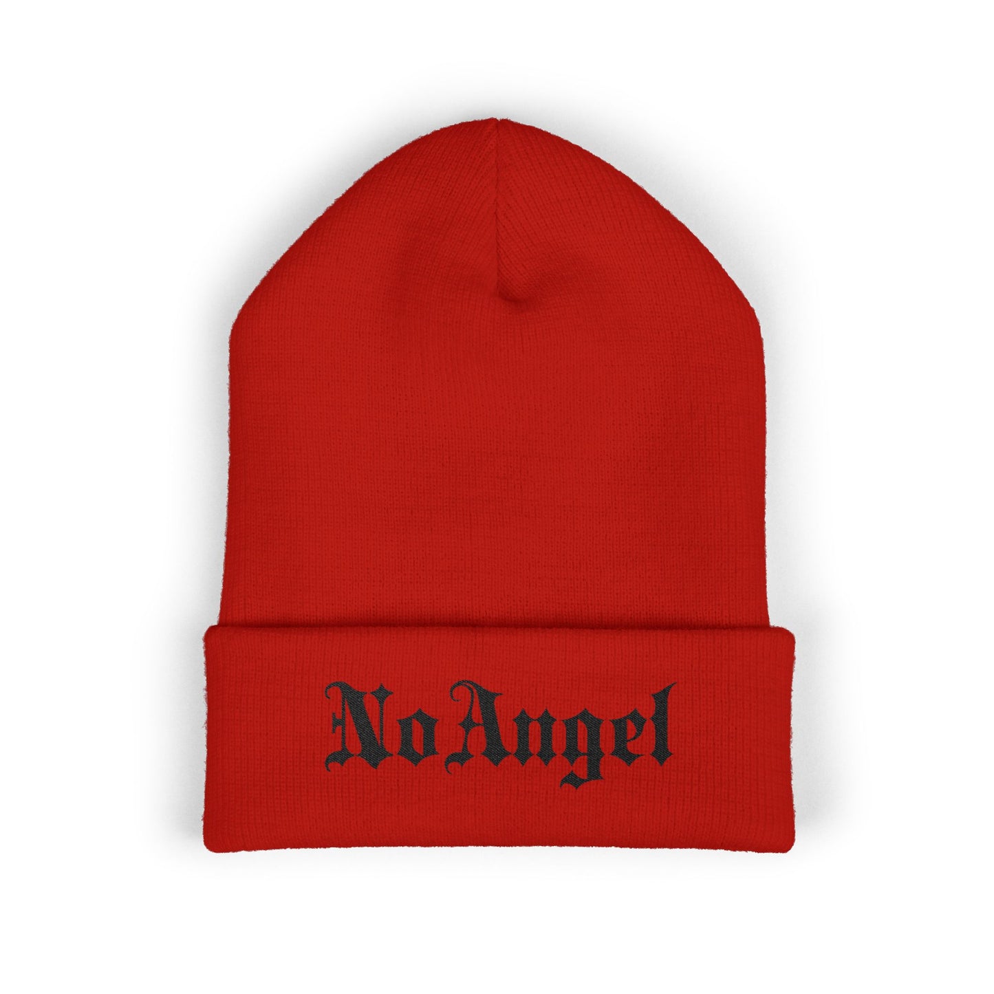 No Angel Embroidered Cuffed Beanie - Streetwear Hat