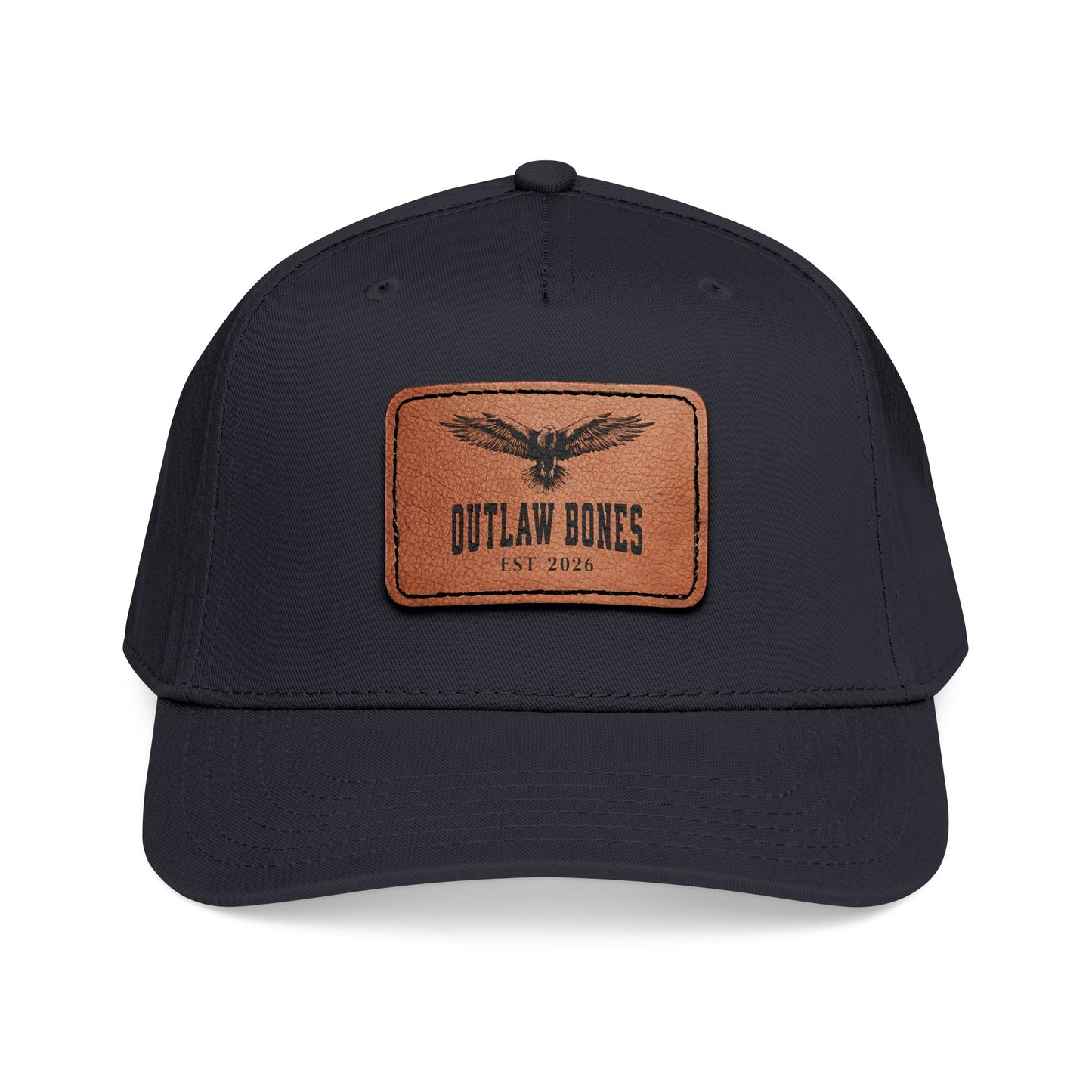 Leather Patch Baseball Cap — "Outlaw Bones" Vintage Eagle Hat